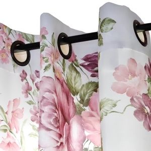Pink Floral Window Curtain Panel Pair 55 x 84"